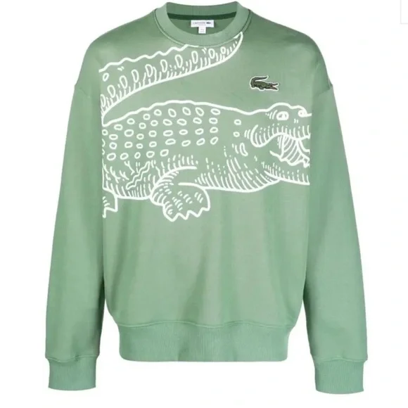 NWOT Lacoste Men’s Round Neck Loose Fit Croc Print Jogger Sweatshirt Size M - Picture 12 of 13